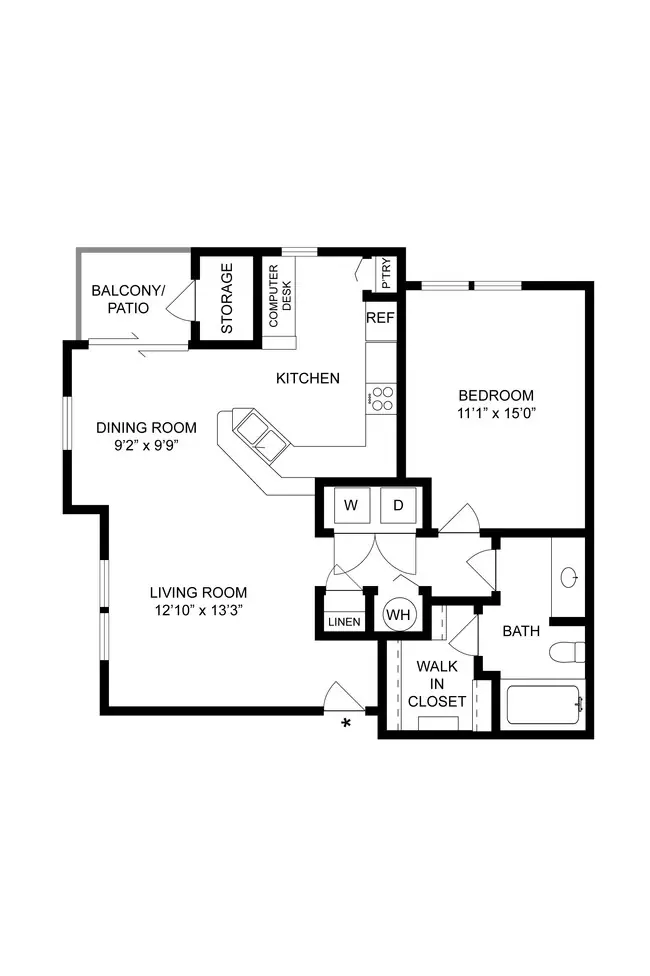 1 Bed • 1 Bath 338 floor plan